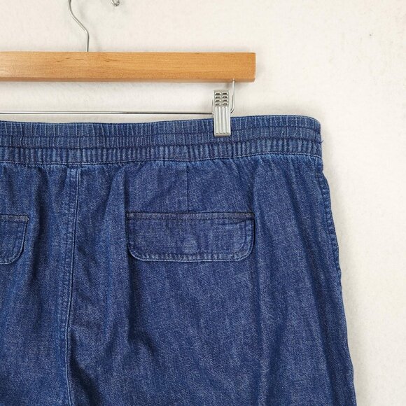 J Crew Pants Womens XL Blue Tie Waist Denim Camp Pant High Rise Drawstring Jean - Picture 9 of 12